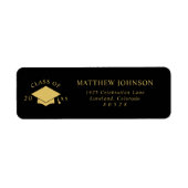 Zwarte Gouden Afstudeer Retouradres Etiket (Voorkant)