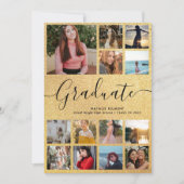 Zwarte & Gouden Afstudeerfoto Collage 13 Afstudeer Aankondiging (Voorkant)