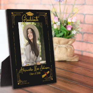 Zwarte & Gouden Afstudeerfoto-herinneringsgeschenk Fotoplaat