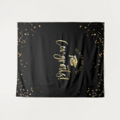 Zwarte Gouden Afstudeertapijt 2025 Fotohokje Wandkleed (Voorkant (horizontaal))