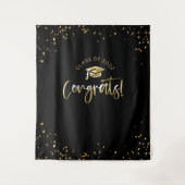 Zwarte Gouden Afstudeertapijt 2025 Fotohokje Wandkleed (Voorkant)