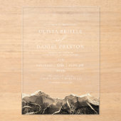 Zwarte gouden agaat Elegante moderne bruiloft Acryl Uitnodigingen (Voorkant)