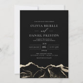 Zwarte gouden agaat Elegante moderne bruiloft Kaart (Voorkant)