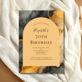 Zwarte gouden alcohol inkt boog 70e verjaardag voo kaart