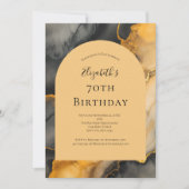 Zwarte gouden alcohol inkt boog 70e verjaardag voo kaart (Voorkant)