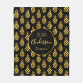 Zwarte gouden ananananasepels, naam fleece deken (Voorkant)