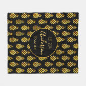 Zwarte gouden ananananasepels, naam fleece deken (Voorkant (Horizontaal))