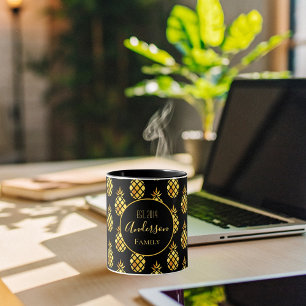 Zwarte gouden anananas mok