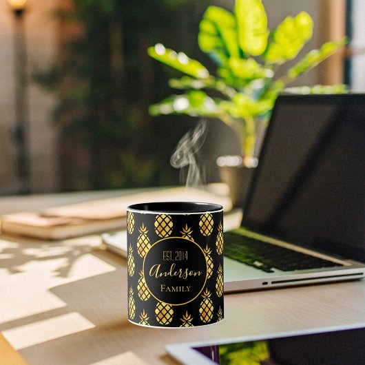 Zwarte gouden anananas mok