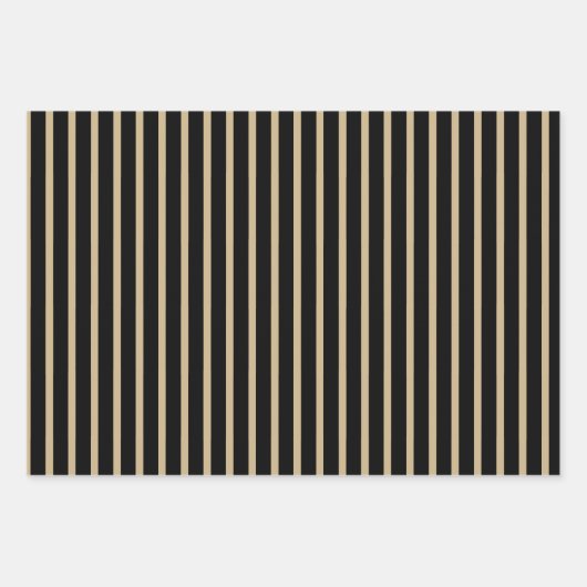 Zwarte gouden anananas Polka Dots Stripes Solid Inpakpapier Vel (Voorkant 3)