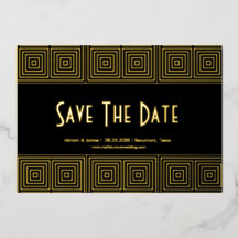 Zwarte & Gouden Art Deco Geïnspireerde Save the Da