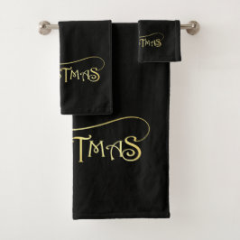 Zwarte & Gouden Badhanddoekenset Bad Handdoek