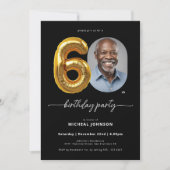 Zwarte gouden ballon 60e verjaardag kaart (Voorkant)