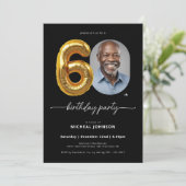 Zwarte gouden ballon 60e verjaardag kaart (Staand voorkant)