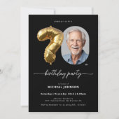 Zwarte gouden ballon 70e verjaardag kaart (Voorkant)