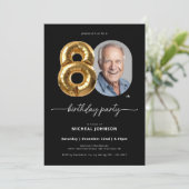 Zwarte gouden ballon 80e verjaardag kaart (Staand voorkant)