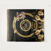 Zwarte gouden ballonnen 50e verjaardag achtergrond wandkleed (Voorkant (horizontaal))