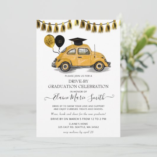 Zwarte gouden ballonnen op Afstuderen Kaart (Staand voorkant)