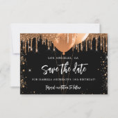 Zwarte gouden ballonnen op de geboorte save the date (Voorkant)