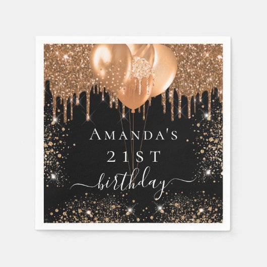 Zwarte gouden ballonnen van de Birthday Servet (Voorkant)
