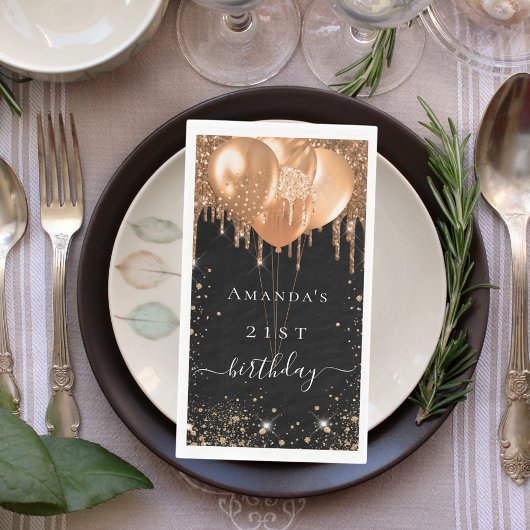 Zwarte gouden ballonnen van de Birthday Servet
