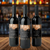 Zwarte gouden ballonnen van de Birthday Wijn Etiket