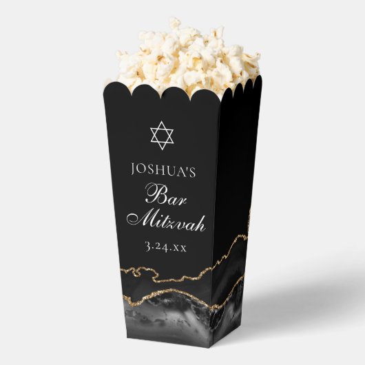 Zwarte Gouden Bar Mitzvah-feestpopcorn op maat Bedankdoosjes (Popped)