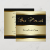 Zwarte Gouden Bar Mitzvah Uitnodigingen (Voorkant / Achterkant)
