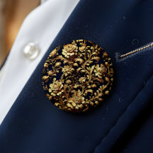 Zwarte & Gouden Barokke Bloem Kunst Speld Knoop