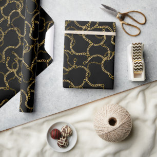 Zwarte Gouden Barokketting Luxe Cadeaupapier