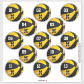 zwarte gouden basketbal op maat 13 spelersnamen sticker (Vel)