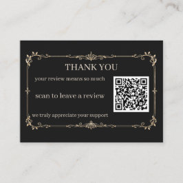 Zwarte Gouden Bedankt Review QR voor Kleine Bedrij Informatiekaartje