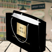 Zwarte gouden bedrijfslogo groot cadeauzakje