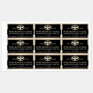Zwarte gouden bijenwas Kandle Rechthoek Heraldisch Labels