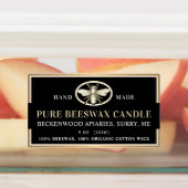 Zwarte gouden bijenwas Kandle Rechthoek Heraldisch Labels (Aangebracht)