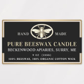 Zwarte gouden bijenwas Kandle Rechthoek Heraldisch Labels (Design 2)