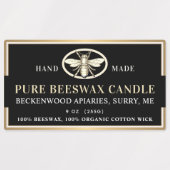 Zwarte gouden bijenwas Kandle Rechthoek Heraldisch Labels (Design 1)
