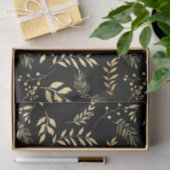 Zwarte Gouden Bladeren Chic Monogram Letter Initia Tissuepapier (Geschenk)