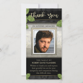 Zwarte Gouden Bladeren Foto Aangepaste Dank Je Kaa Bedankkaart