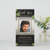 Zwarte Gouden Bladeren Foto Aangepaste Dank Je Kaa Bedankkaart (Staand voorkant)