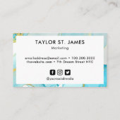 Zwarte gouden blauwe Waterverf grens Visitekaartje (Achterkant)