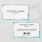 Zwarte gouden blauwe Waterverf grens Visitekaartje (Voorkant / Achterkant)