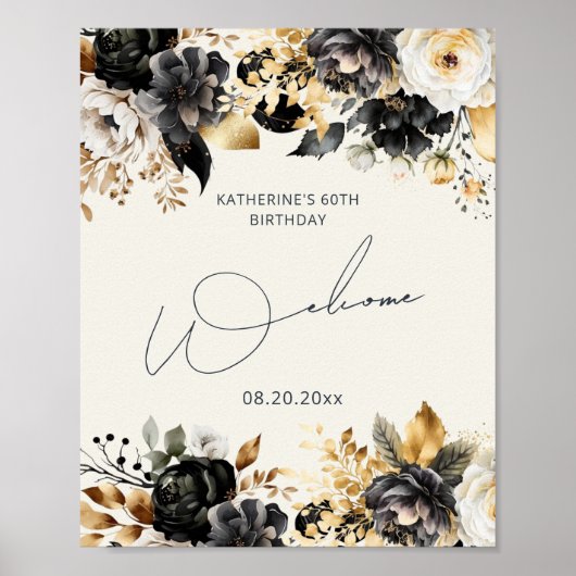 Zwarte Gouden Bloem 60e Verjaardag Poster (Voorkant)