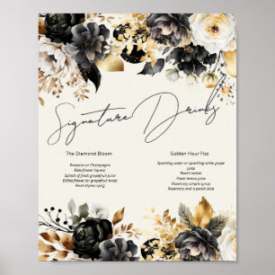 Zwarte Gouden Bloem 60ste Verjaardag Dranken Poste Poster
