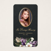 Zwarte Gouden Bloem Foto Herdenkings Gebedskaarten Visitekaartje (Voorkant)