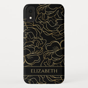 Zwarte Gouden Bloem Gebersonaliseerd Case-Mate iPhone Case
