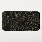 Zwarte Gouden Bloem Gebersonaliseerd Case-Mate iPhone Case (Achterkant (horizontaal))