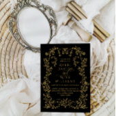 Zwarte Gouden Bloem Lijst Trouwdag Elegantie Ouder Kaart