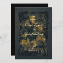 Zwarte gouden bloemen, Waterverf getextureerd papi