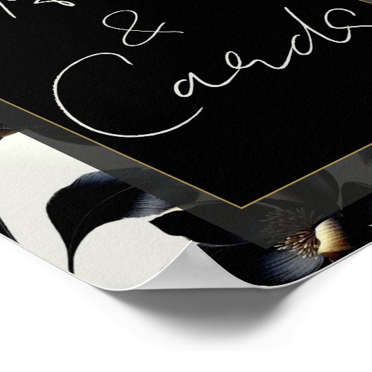 Zwarte Gouden Bloemige Beige Trouwcadeaukaarten Bo Poster (Hoek)